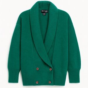 Jeremy Scott Vintage Rabbit Lamb Wool Green Double Breasted Cozy Fall Cardigan